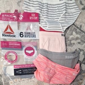 Reebok Kids Toddler Girl Seamless Hipsters  6-Pack - Gray, Pink, White
